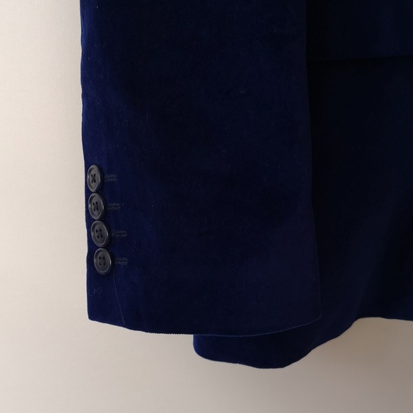 US Polo Assn Men's Velvet Sport Coat Royal Blue Tartan Plaid Like-new Size 40R - Picture 5 of 9